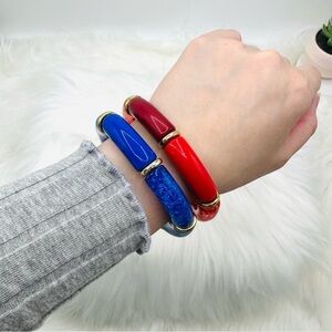 Chic Colorblock Resin Bangle Bracelet 2 pieces set 3